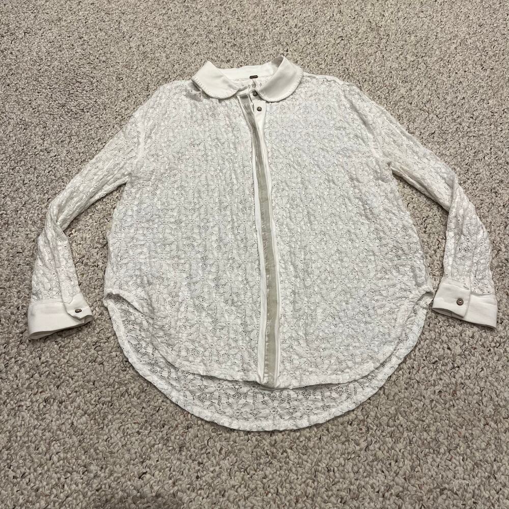 Free People Must Have Lace Tunic Sz S Sheer Feminine Coquette Boho Cottagecore